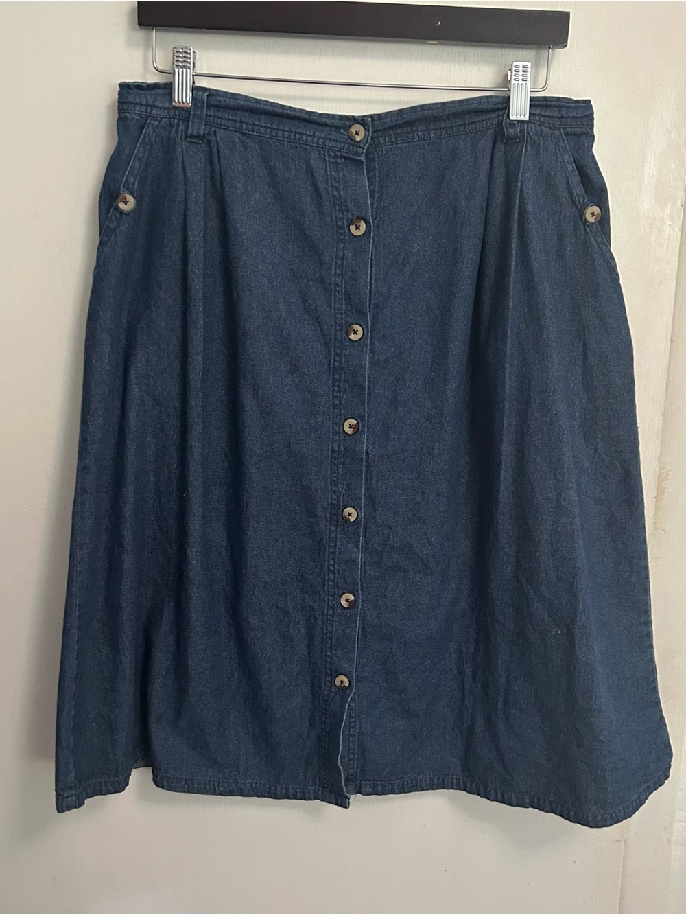 VTG 80s Anthony Richards Denim Midi Skirt Womens Plus 20W Blue coastal cowgirl
